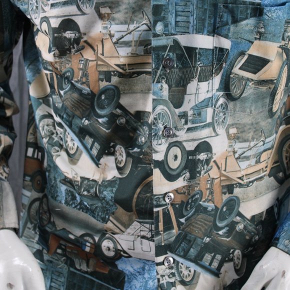 Vintage Button Down Shirt - Model T Car All Over Graphic by Lancer - Men's XL - Picture 3 of 9